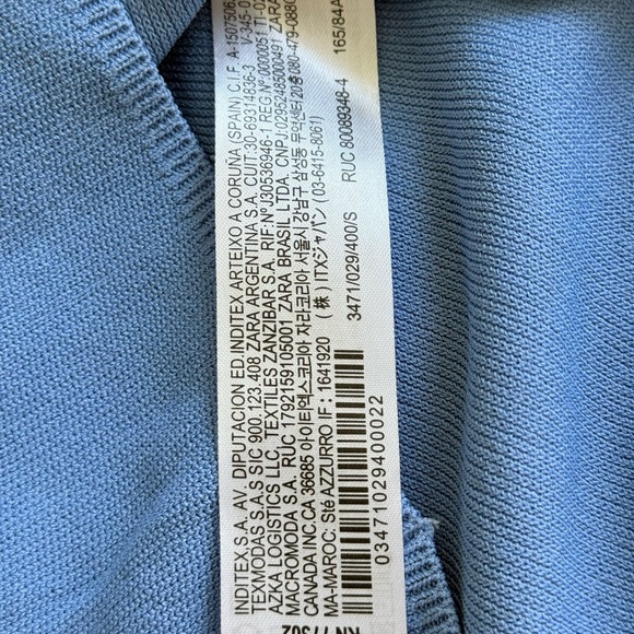 Zara Blue Sleeveless Top V-neck Size Small - Picture 3 of 8